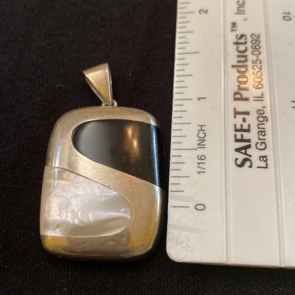 Beautiful mid century vintage Art Deco inlaid .925 sterling pendant - Picture 3 of 7